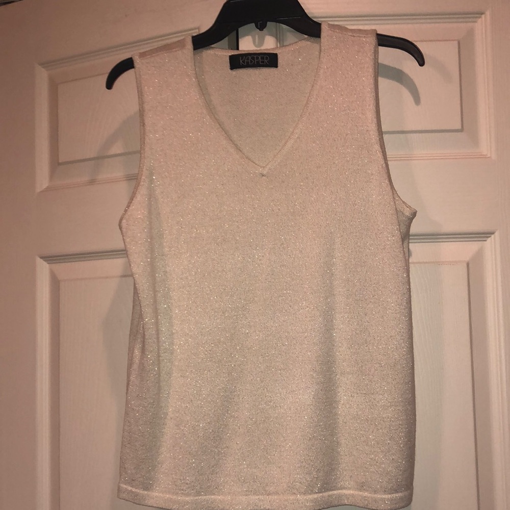 Kasper - Medium - Cream Knit w/ Gold Thread Tank